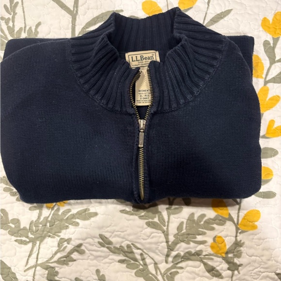 L.L. Bean Dark Blue Women's Zip-Up Sweater - Picture 3 of 3